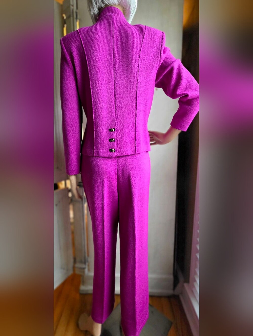 St John Collection Wild Orchid Wool Rayon Jacket Pants Set Sz 2, 4 - Picture 6 of 12
